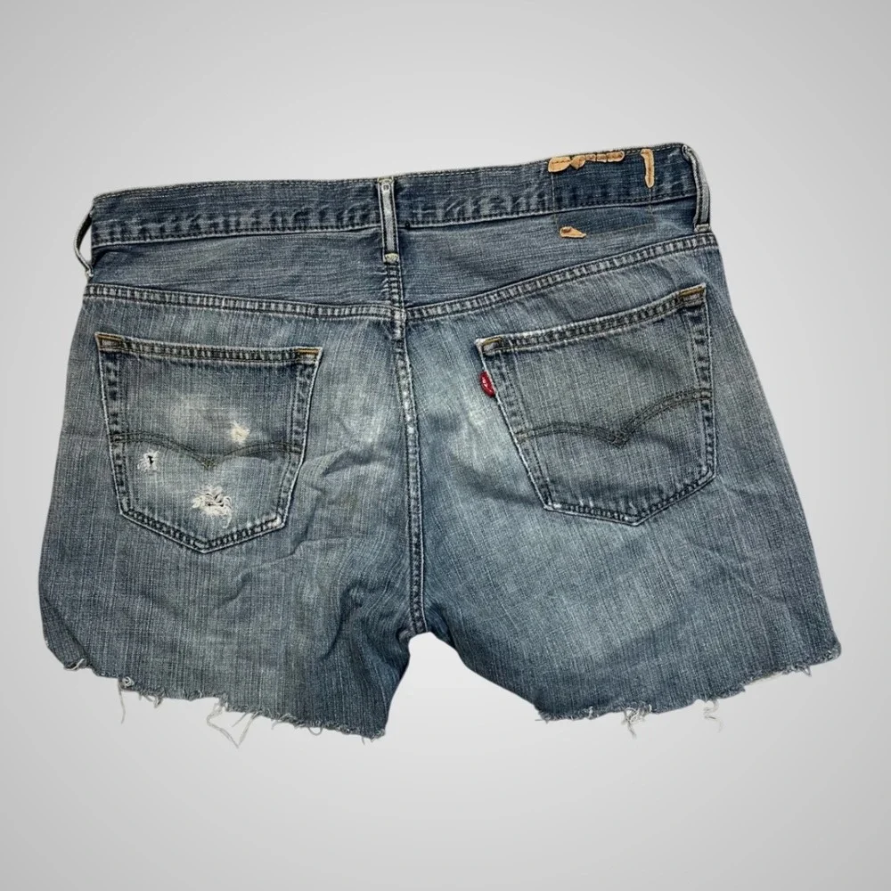 Levi's Denim Cut‎ Off Shorts Mens W36 Blue Good Frayed Hem Distressed Jorts